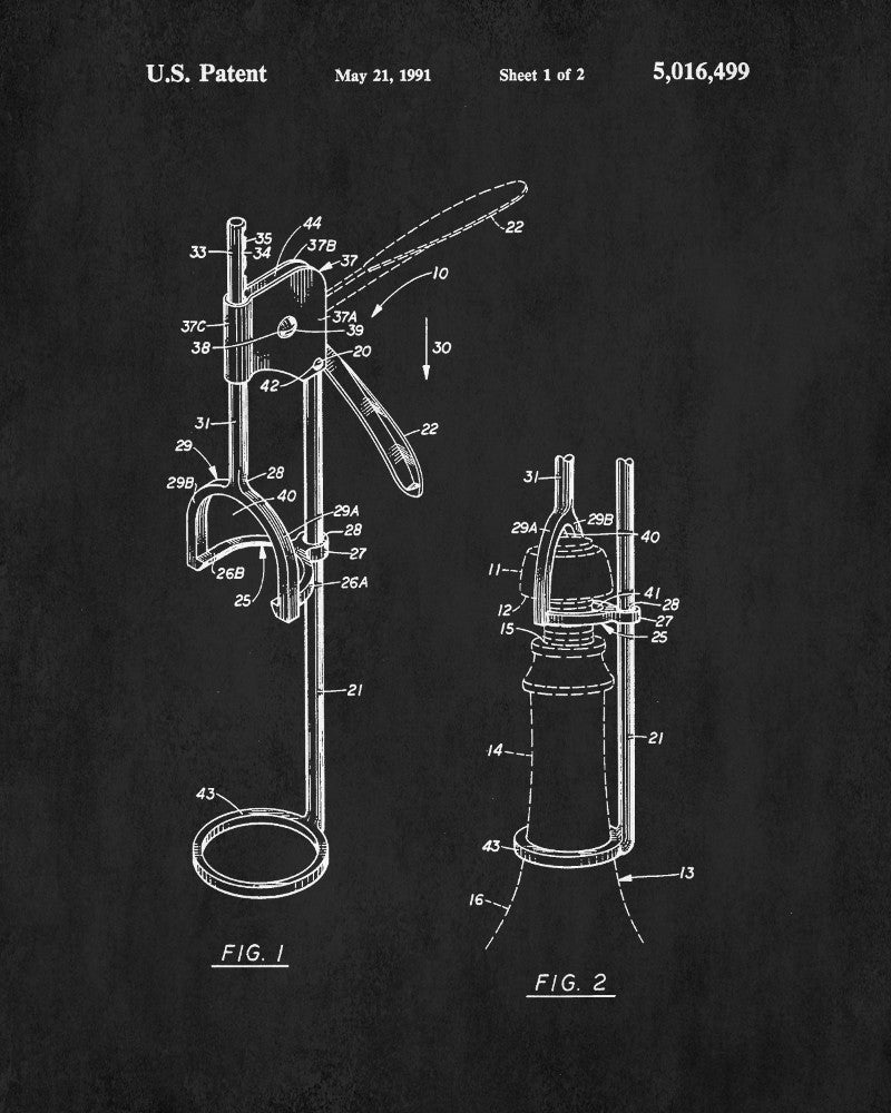 Corkscrew Blueprint Bar Patent Print Wine Cafe Poster - OnTrendAndFab