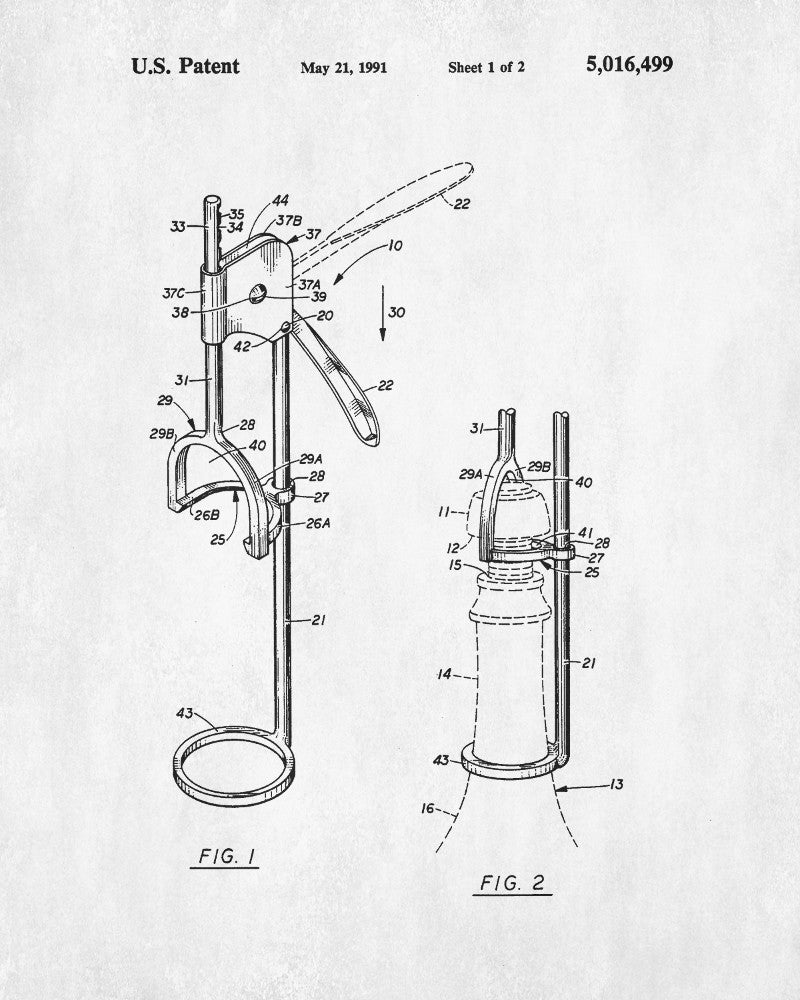 Corkscrew Blueprint Bar Patent Print Wine Cafe Poster - OnTrendAndFab