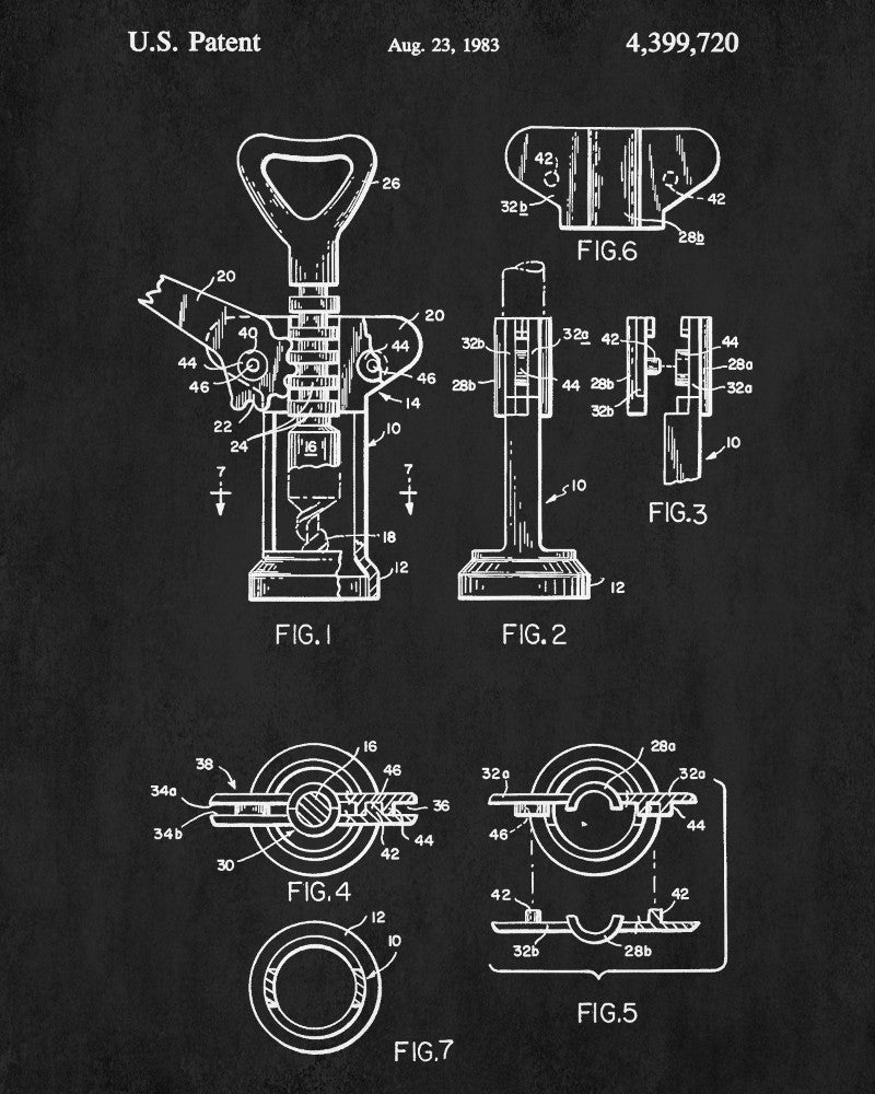 Corkscrew Blueprint Wine Bar Patent Print Cafe Poster - OnTrendAndFab