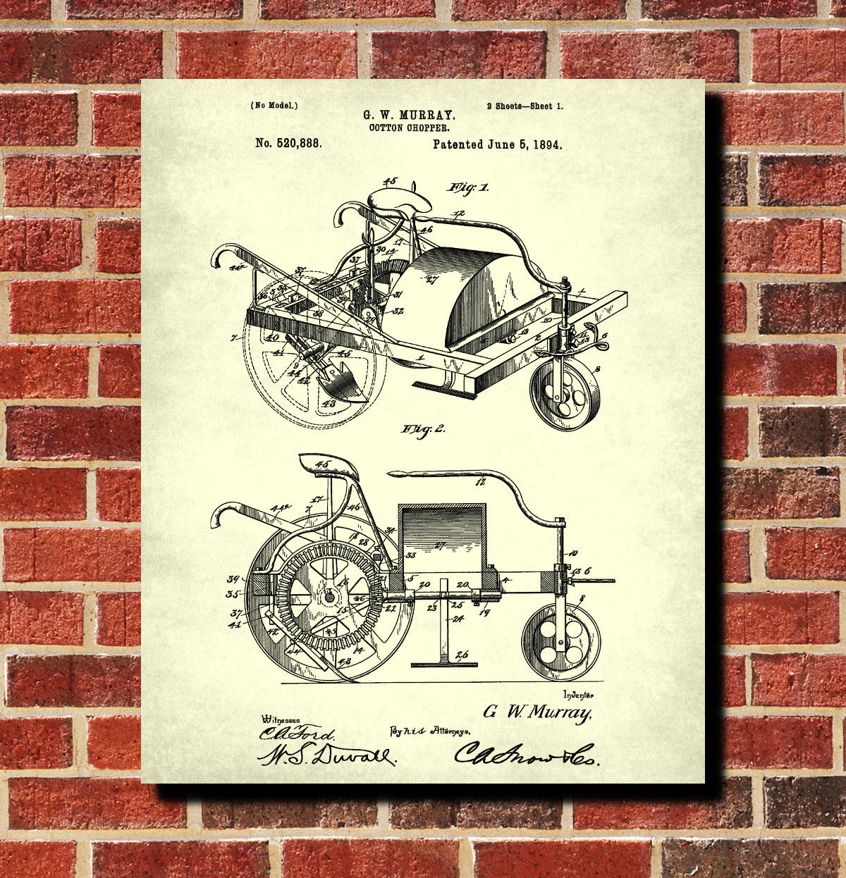 Farm Equipment Patent Print, Cotton Chopper Poster