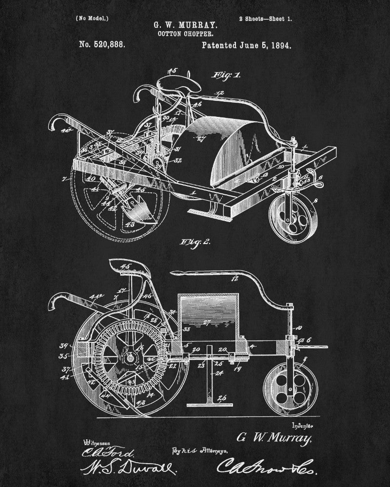 Farm Equipment Patent Print, Cotton Chopper Poster