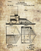 Locomotive Cow Catcher Patent Print Steam Train Poster Salon Wall Art