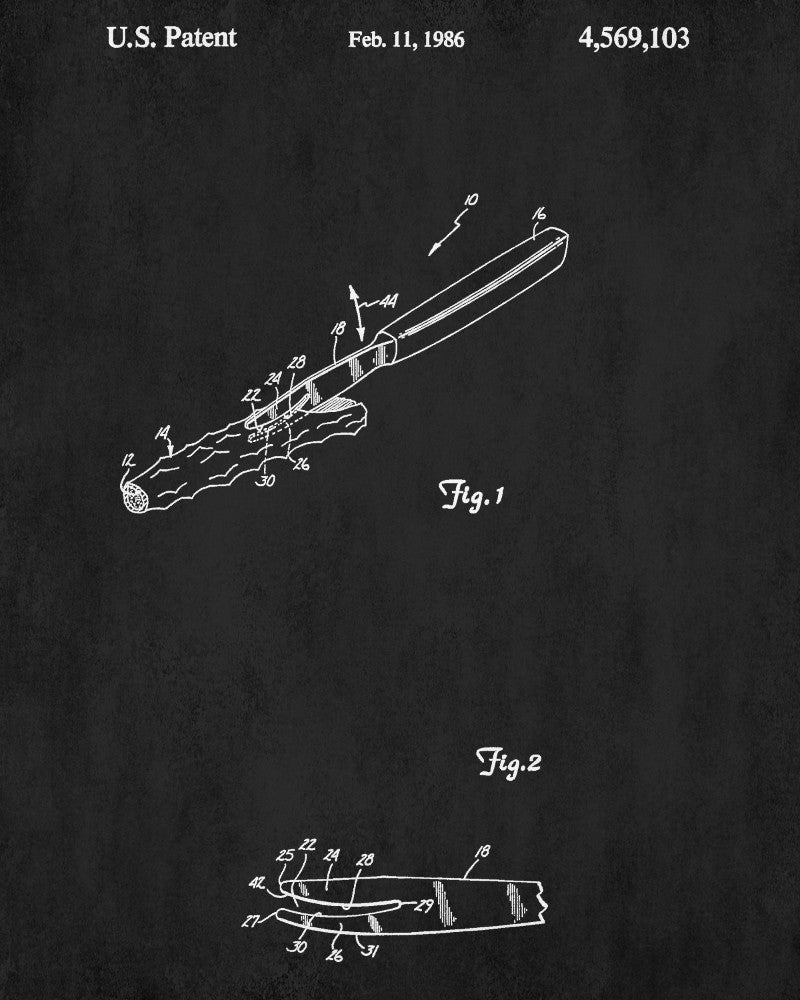 Crab Leg Knife Patent Print Poster Kitchen Wall Art