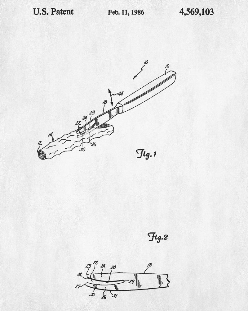 Crab Leg Knife Patent Print Poster Kitchen Wall Art