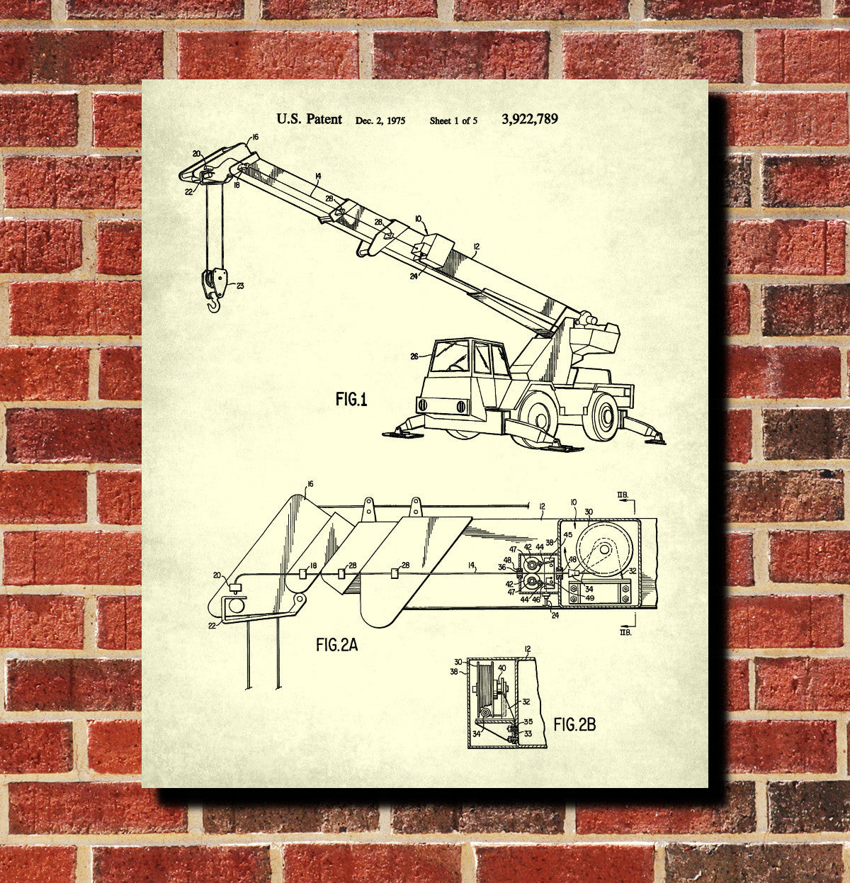 Crane Patent Print Building Poster Construction Blueprint