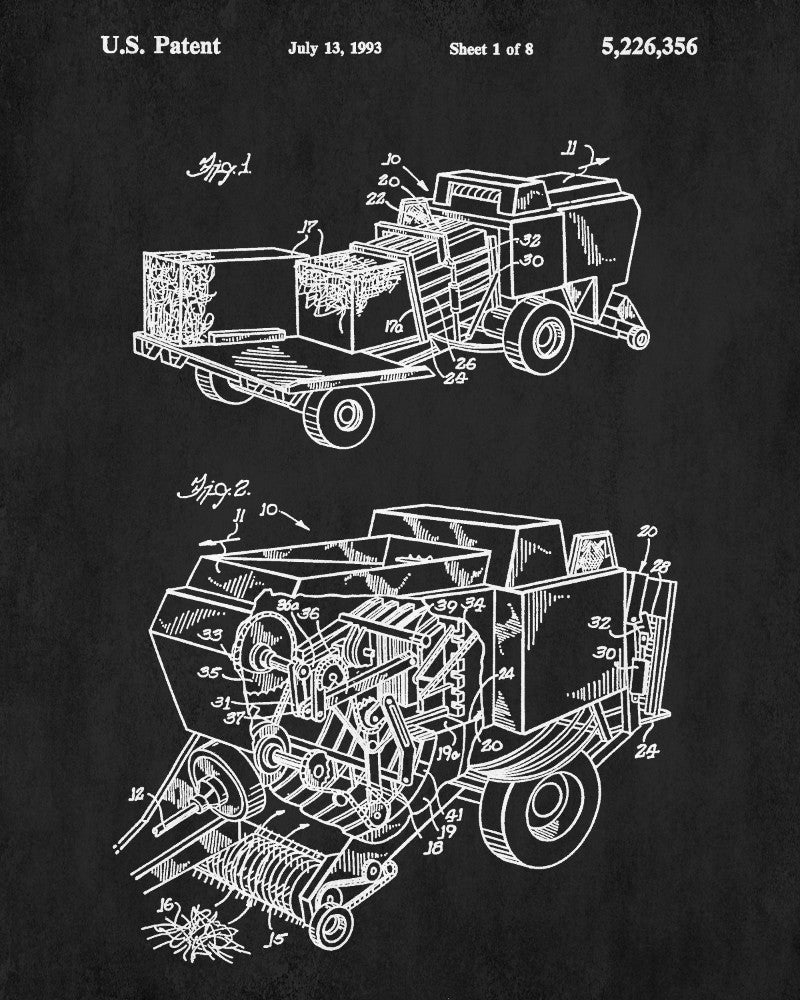 Crop Baler Patent Print Farm Equipment Blueprint Poster Farming Print