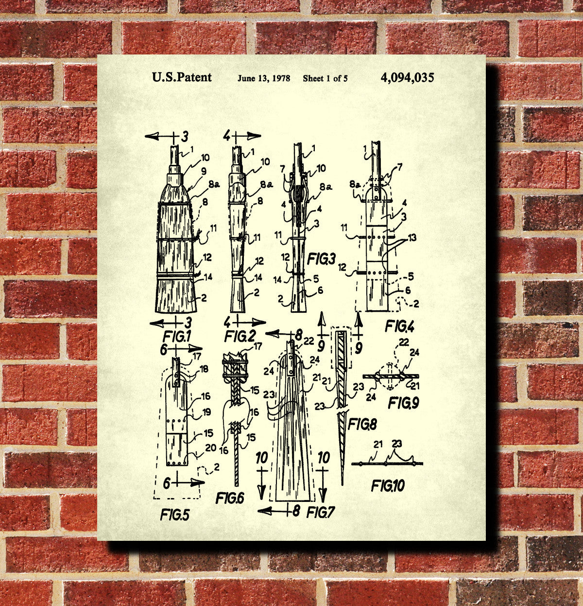 Curling Broom Patent Print Winter Sports Blueprint Poster