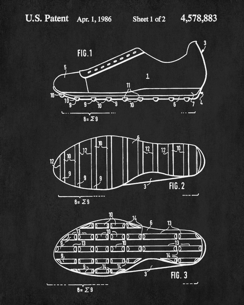 Curling Shoes Patent Print Winter Sports Blueprint Poster