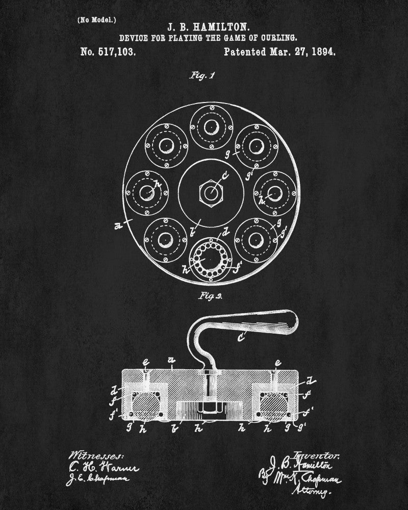 Curling Stone Patent Print Winter Sports Wall Art Poster