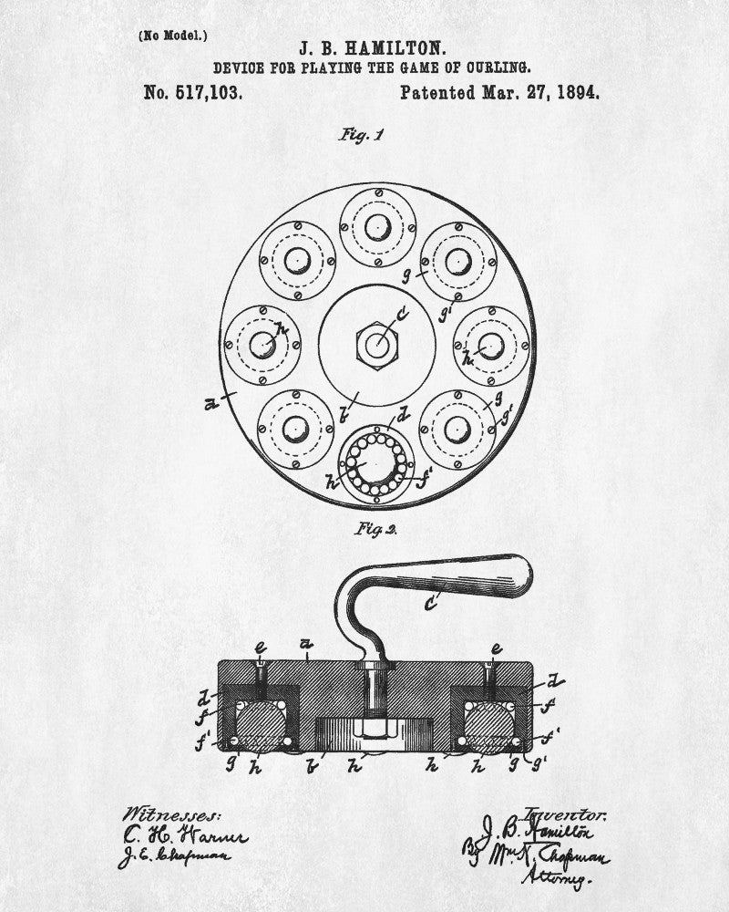 Curling Stone Patent Print Winter Sports Wall Art Poster