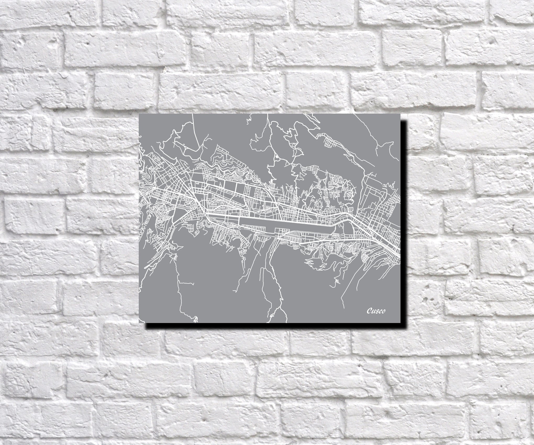 Cusco, Peru Street Map Print Feature Wall Art Poster 7179L