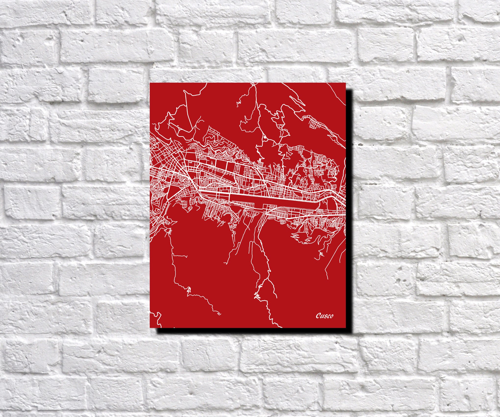 Cusco, Peru Street Map Print Feature Wall Art Poster 7179P