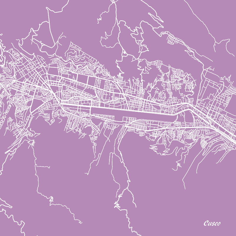 Cusco, Peru City Street Map Print Custom Wall Map 7179S