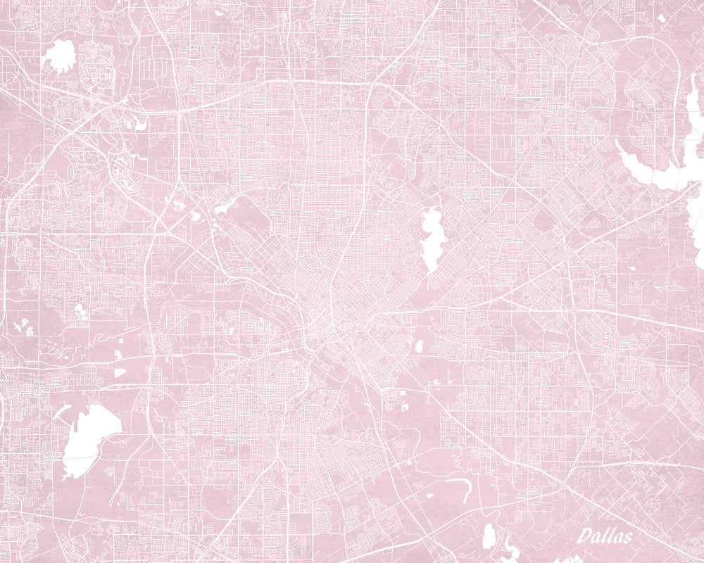 Dallas City Street Map Print Feature Wall Art Poster