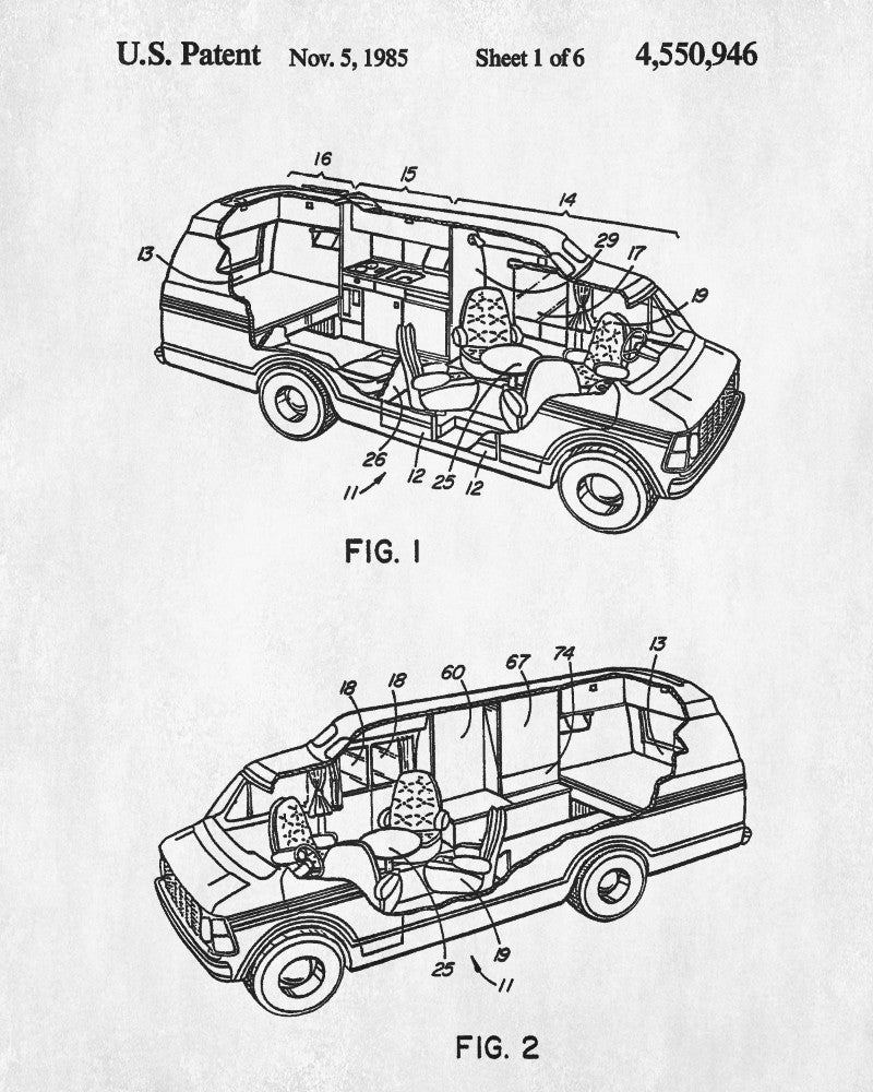 Day Van Patent Print Motoring Blueprint Poster