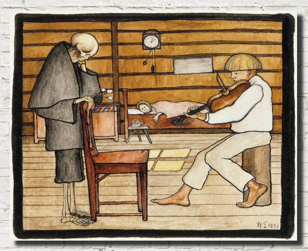 Hugo Simberg Fine Art Print, Death Listens
