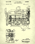 De Lorean Blueprint Automotive Car Engine Patent Print - OnTrendAndFab