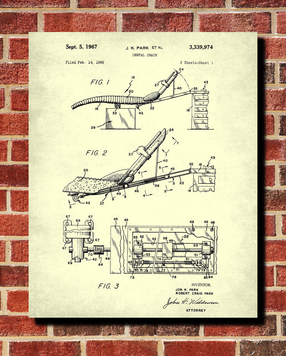 Dental Chair Patent Print Dentist Blueprint Waiting Room Poster - OnTrendAndFab
