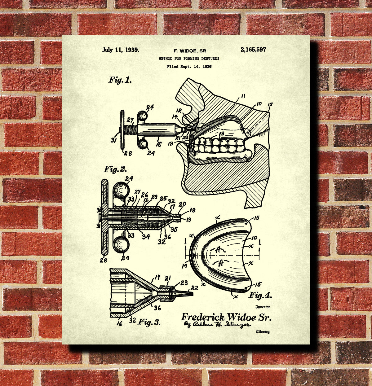 Dentures Patent Print Dentist Office Decor
