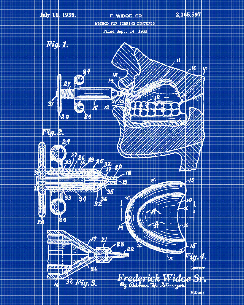 Dentures Patent Print Dentist Office Decor