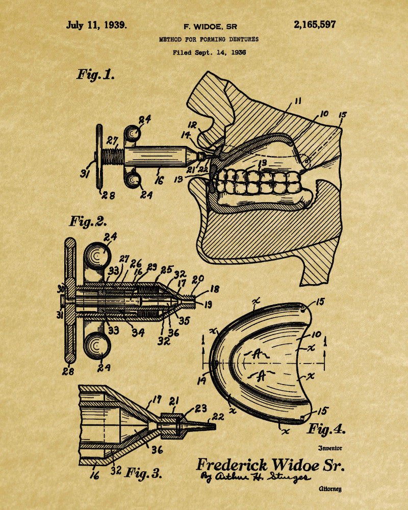 Dentures Patent Print Dentist Office Decor