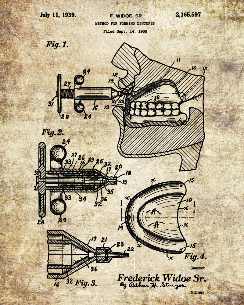 Dentures Patent Print Dentist Office Decor