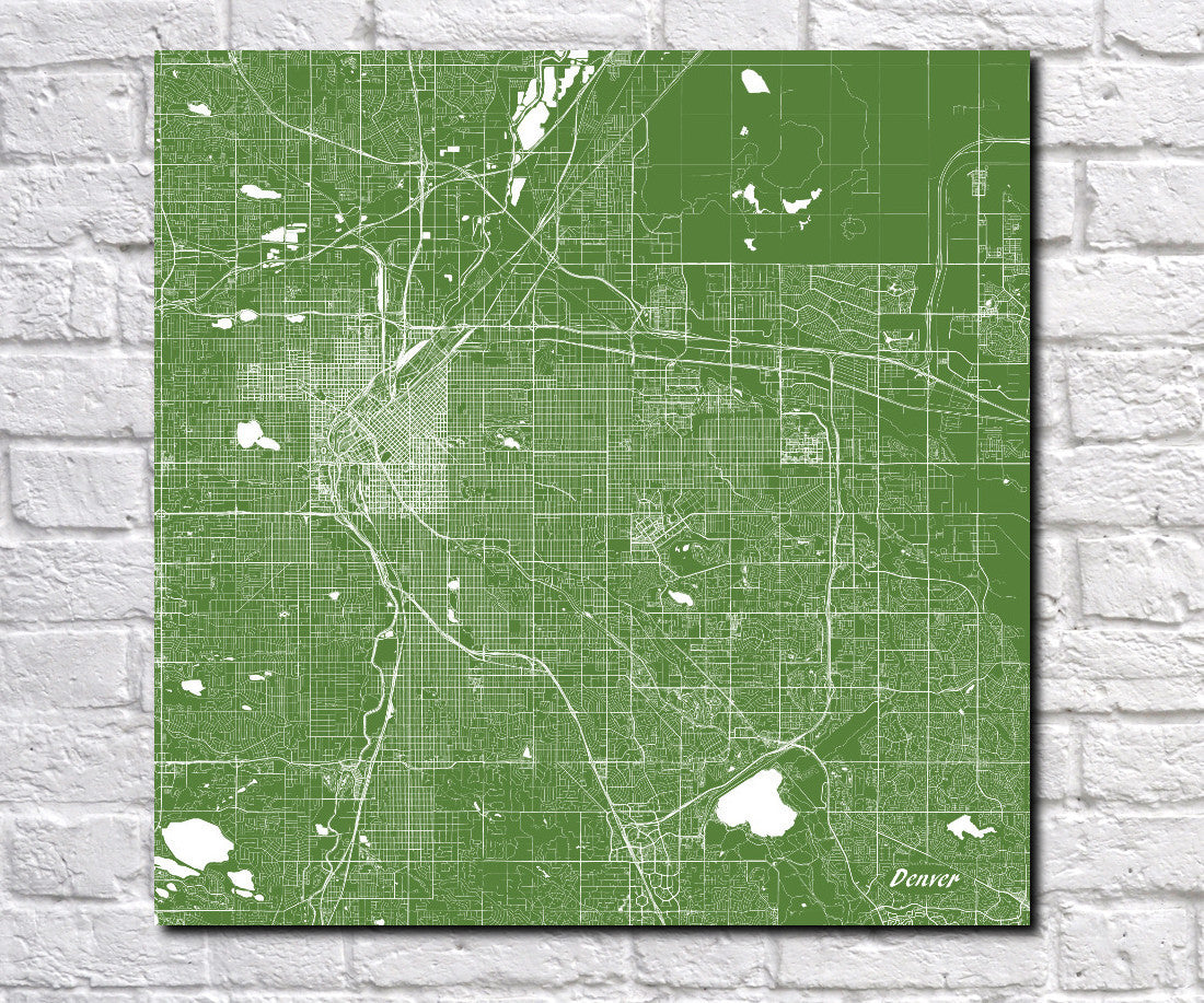 Denver, Colorado City Street Map Print Custom Wall Map – GalleryThane