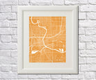 Des Moines City Street Map Print Modern Feature Wall Art Poster