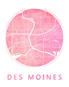 Des Moines, Iowa City Street Map Custom Wall Map Poster