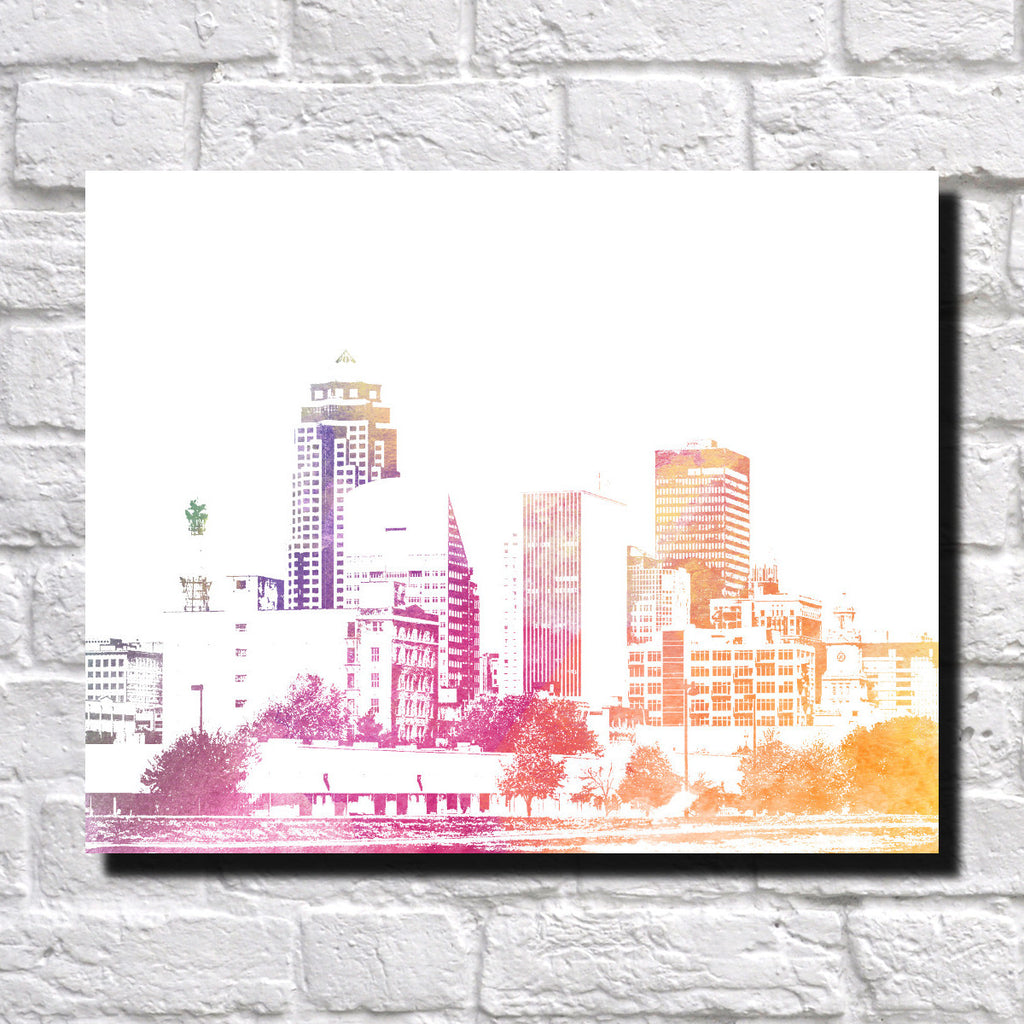 Des Moines City Skyline Print Landscape Poster Feature Wall Art