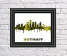 Detroit skyline wall art poster with black frame