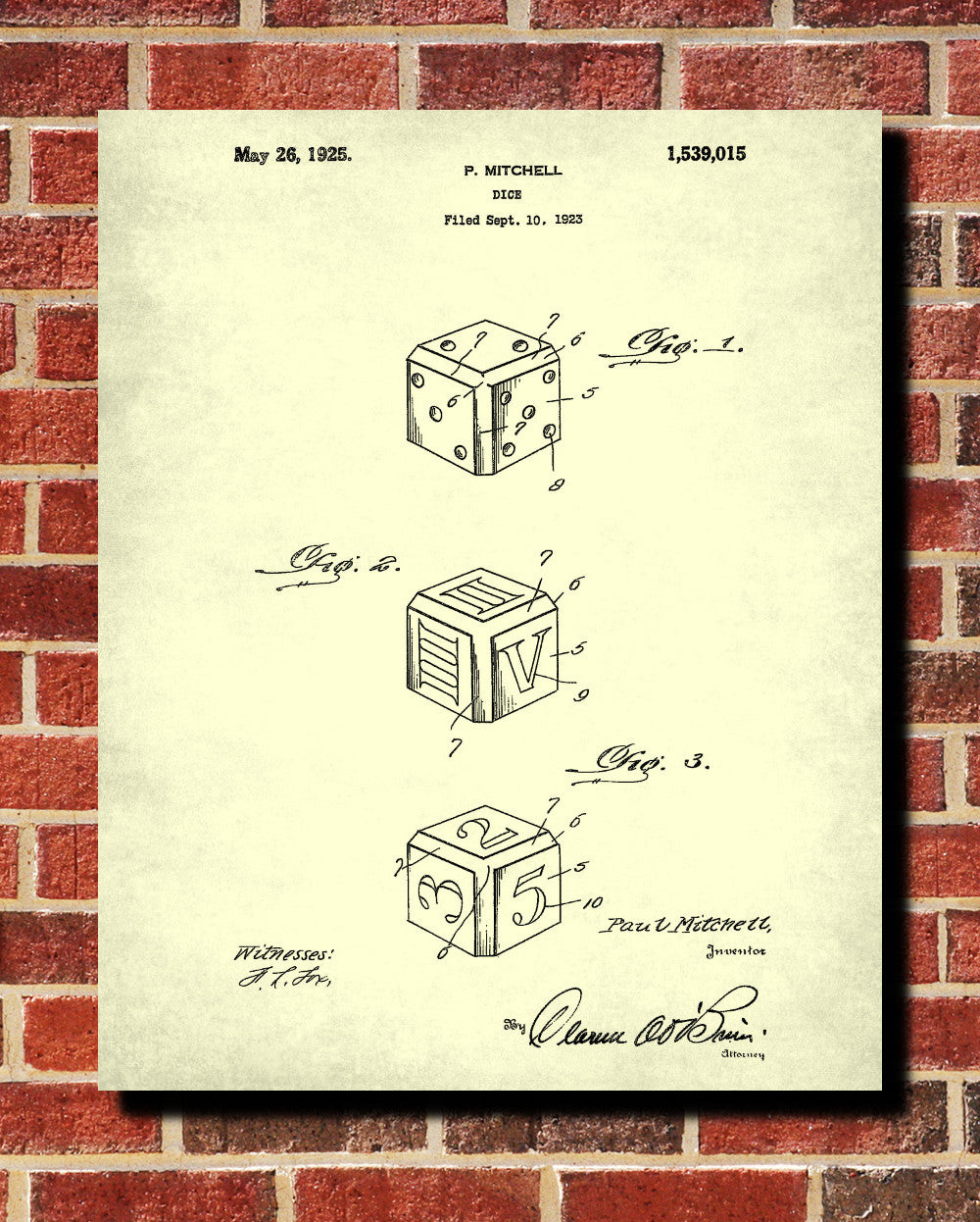 Dice Patent Print Gaming Wall Art Gambling Poster - OnTrendAndFab