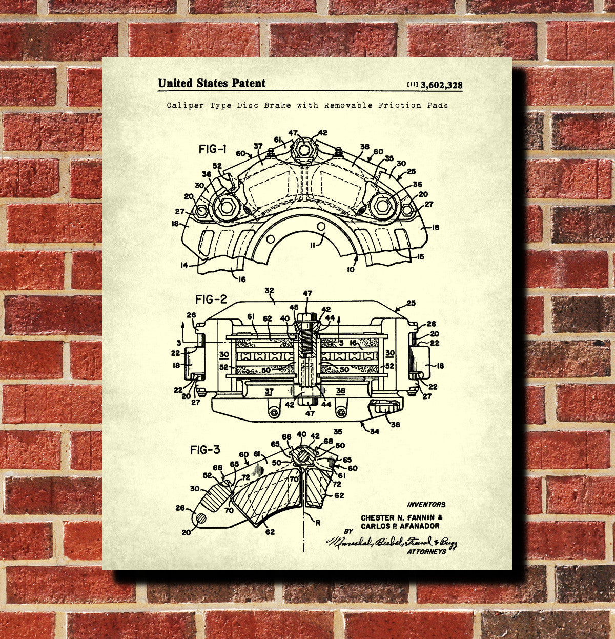 Disc Brake Patent Print Garage Blueprint Workshop Poster