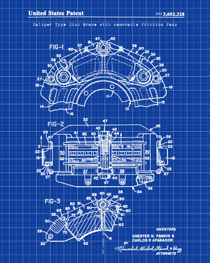 Disc Brake Patent Print Garage Blueprint Workshop Poster