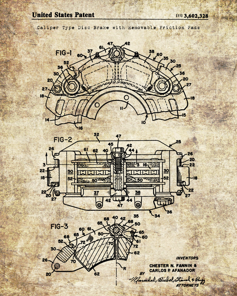 Disc Brake Patent Print Garage Blueprint Workshop Poster