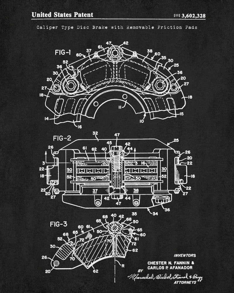 Disc Brake Patent Print Garage Blueprint Workshop Poster