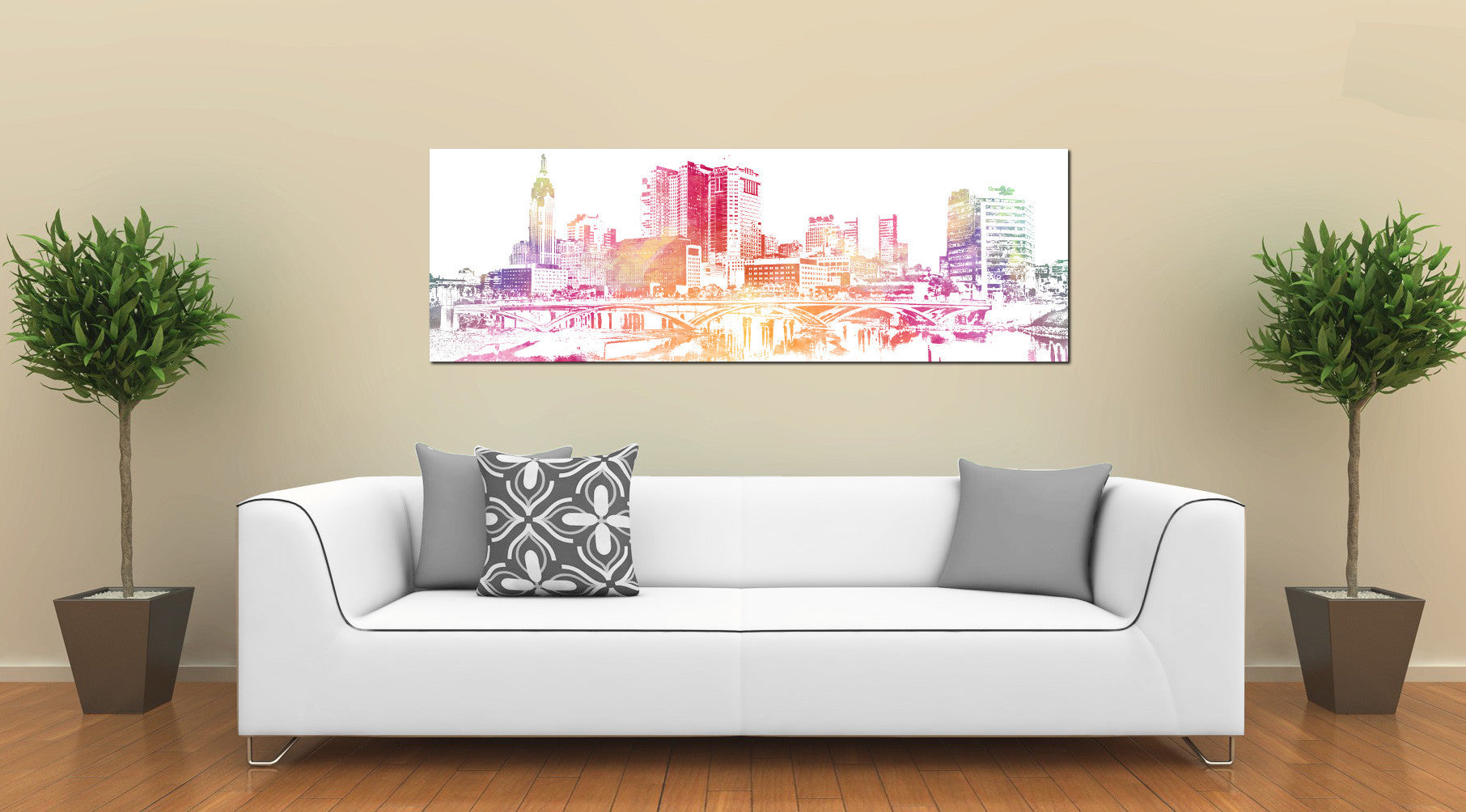 Columbus Ohio Poster Panorama City Street Scene Art Print 5357 - OnTrendAndFab
