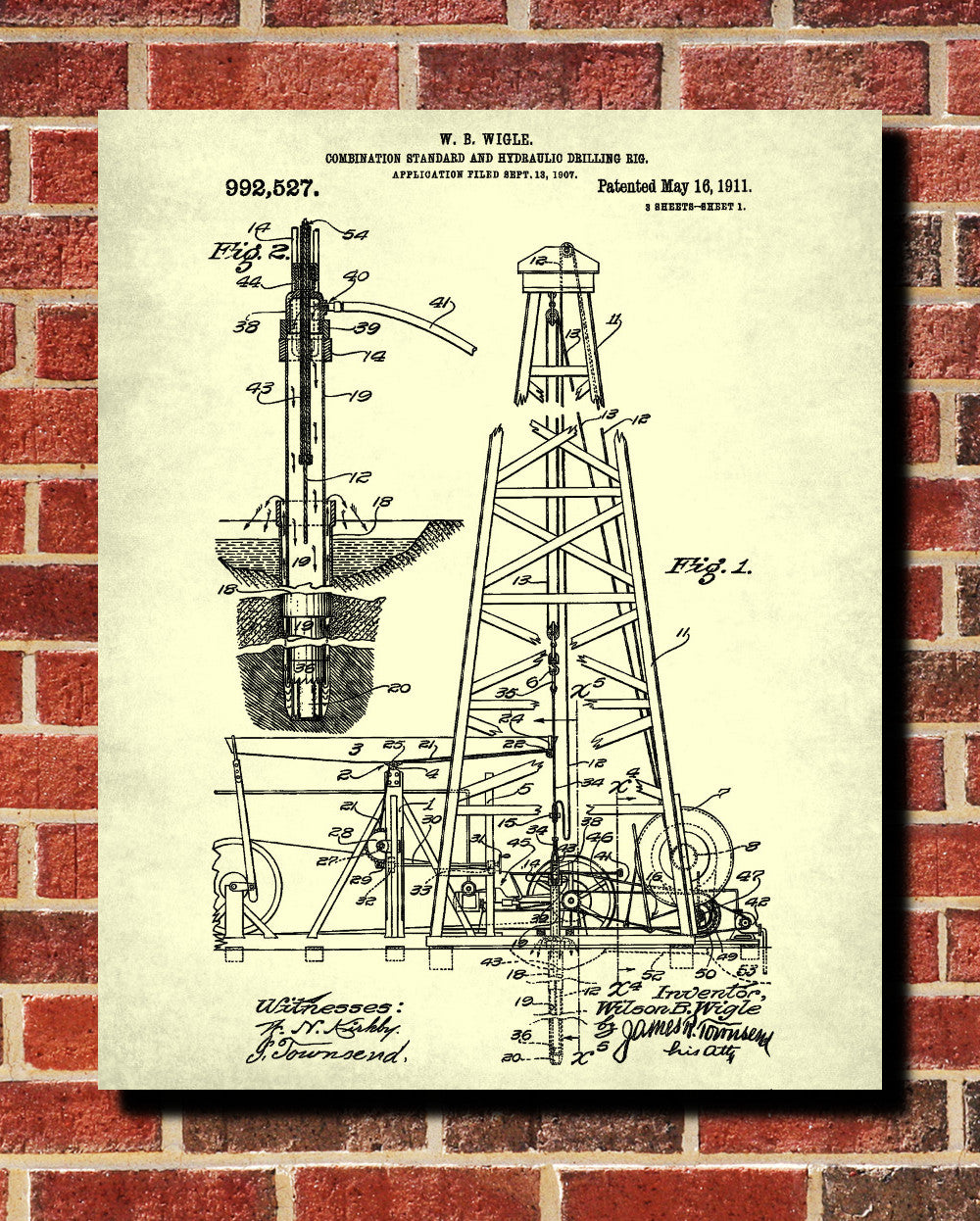 Drilling Rig Patent Print Oil Derrick Blueprint Poster - OnTrendAndFab
