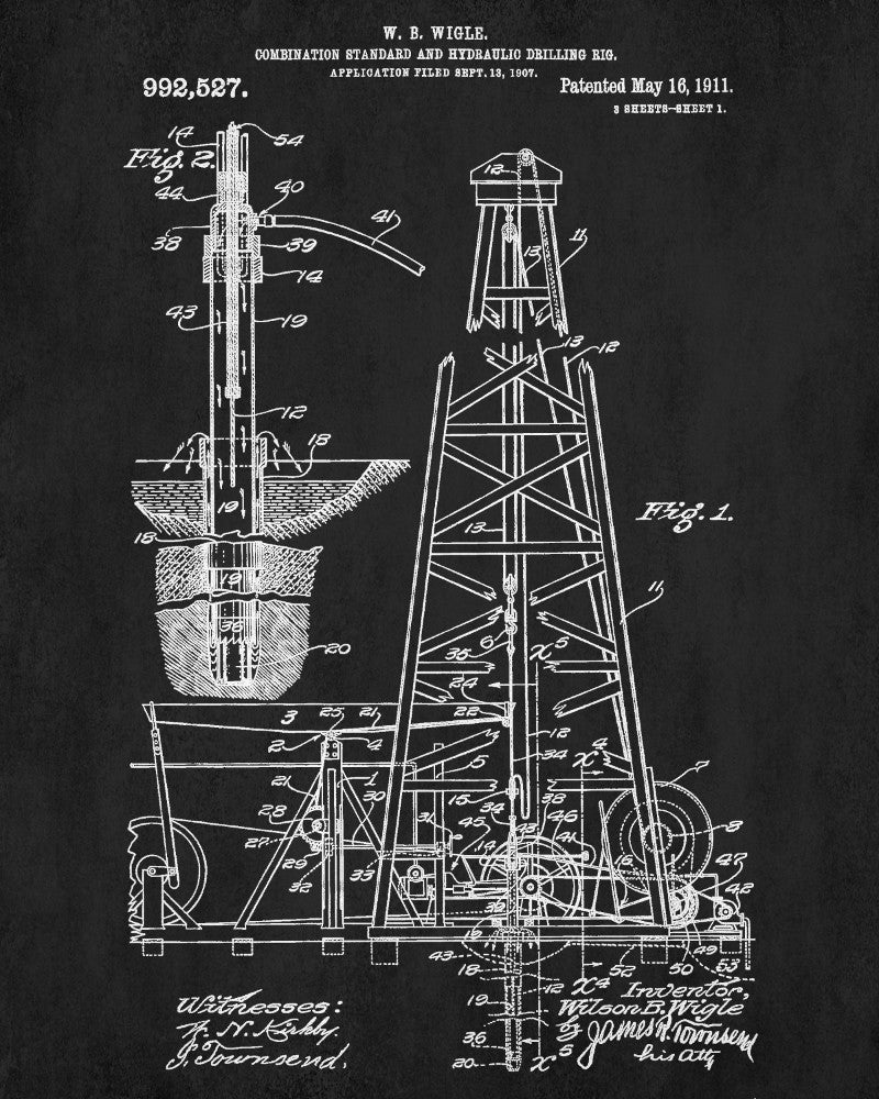 Drilling Rig Patent Print Oil Derrick Blueprint Poster - OnTrendAndFab