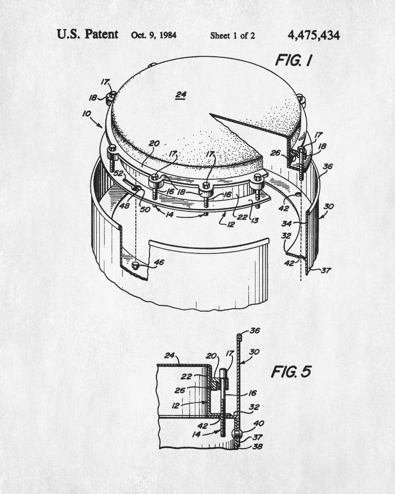 Drum Blueprint Art Drumming Patent Print Drummer Poster