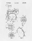 Drum Set Patent Print Drumming Blueprint Music Poster - OnTrendAndFab