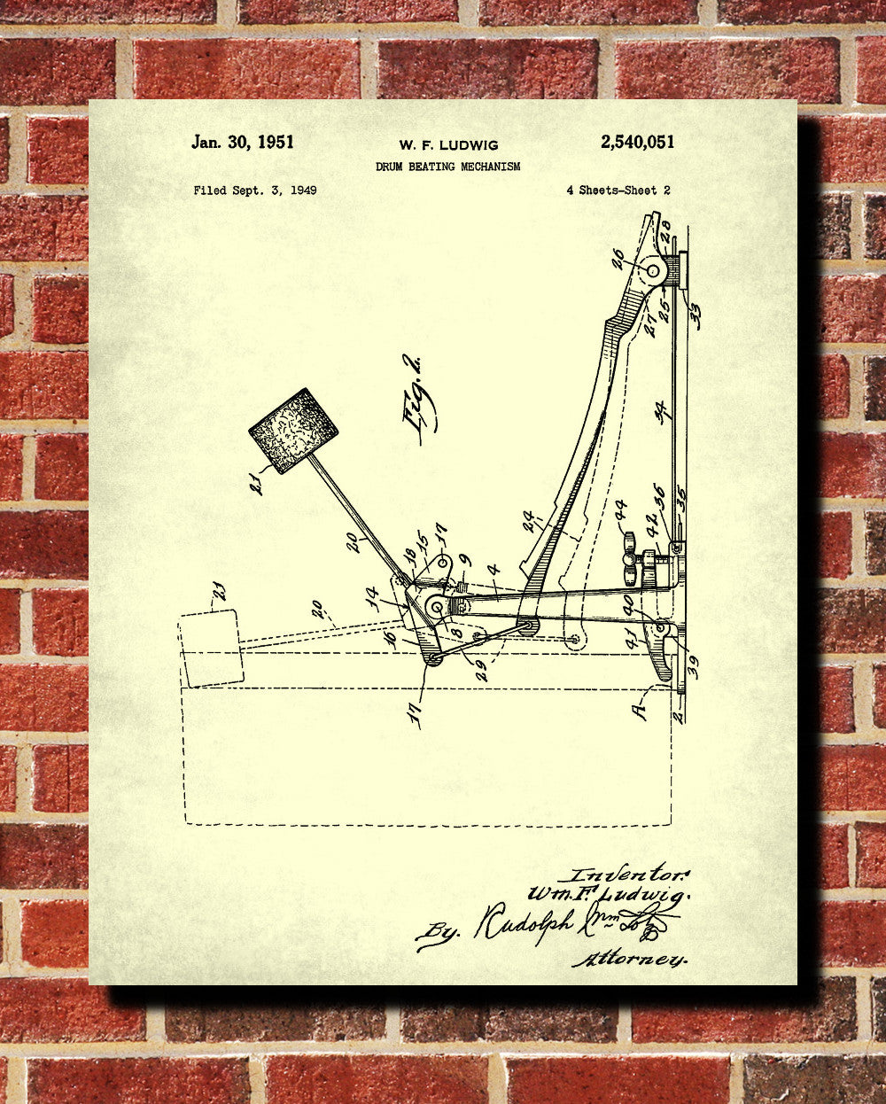 Drum Kick Patent Print Drumming Blueprint Music Poster - OnTrendAndFab