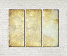 Dublin Street Map 3 Panel Canvas Wall Map