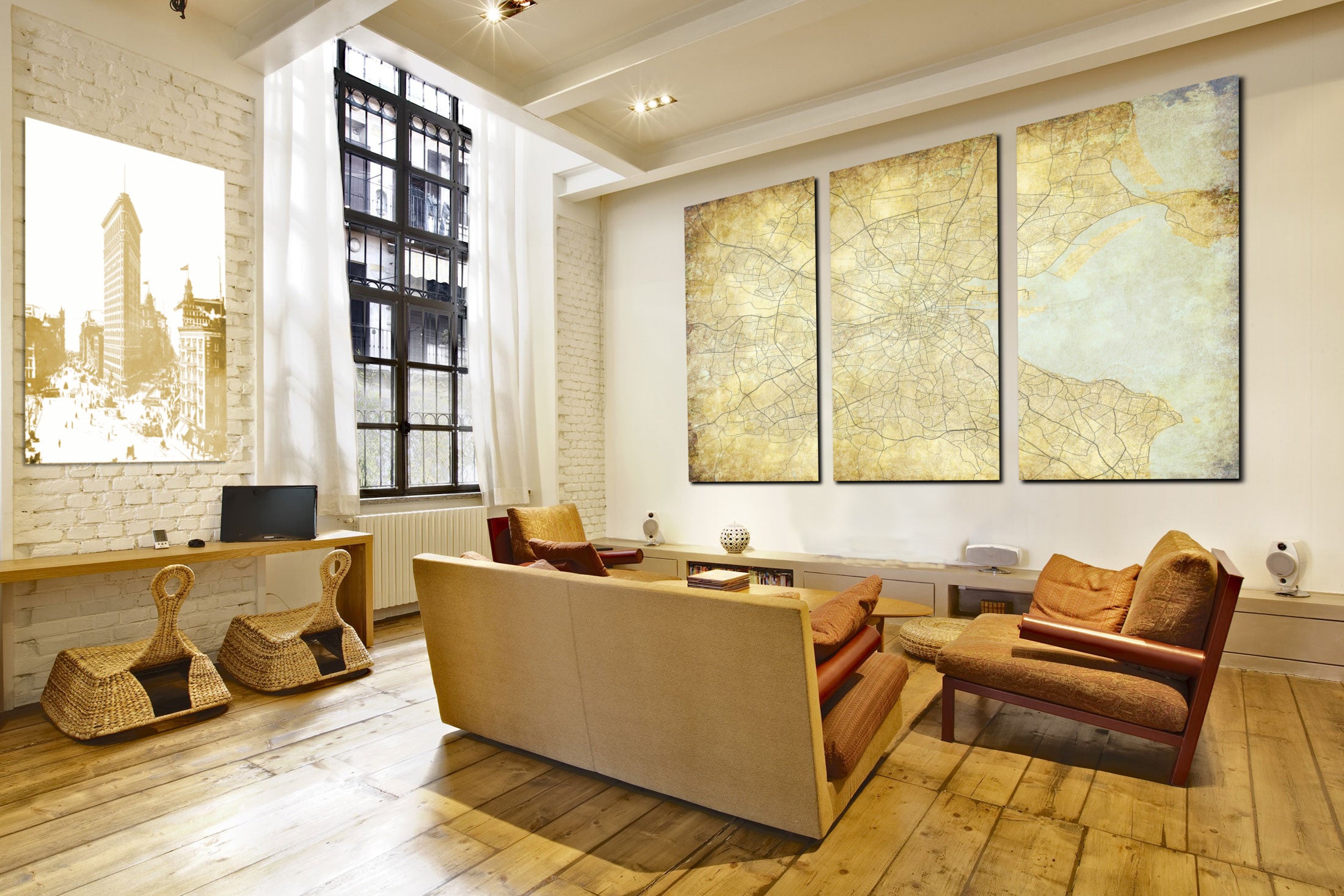 Dublin Street Map 3 Panel Canvas Wall Map