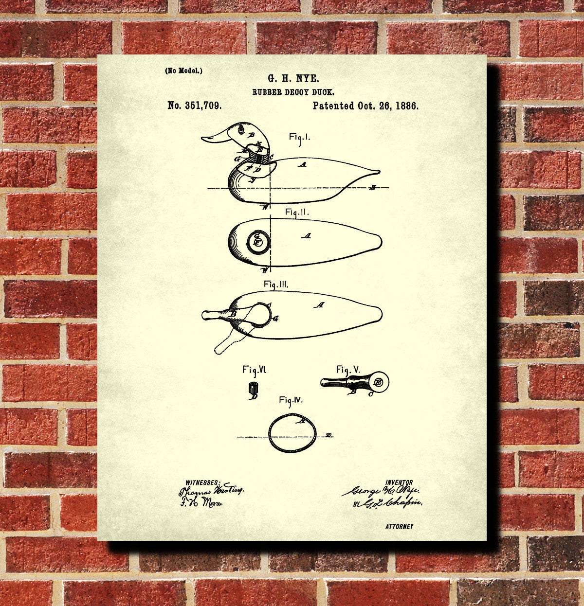 Duck Decoy Patent Print Hunting Wall Art Shooting Poster