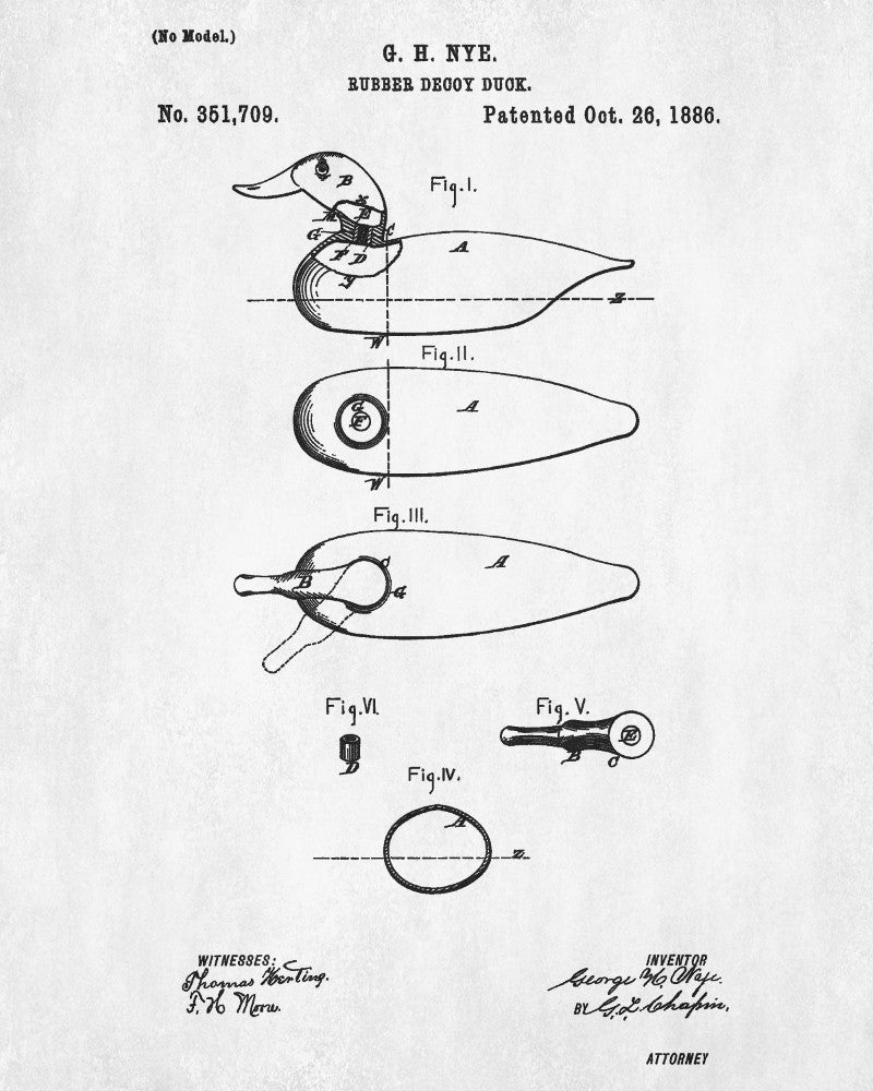 Duck Decoy Patent Print Hunting Wall Art Shooting Poster