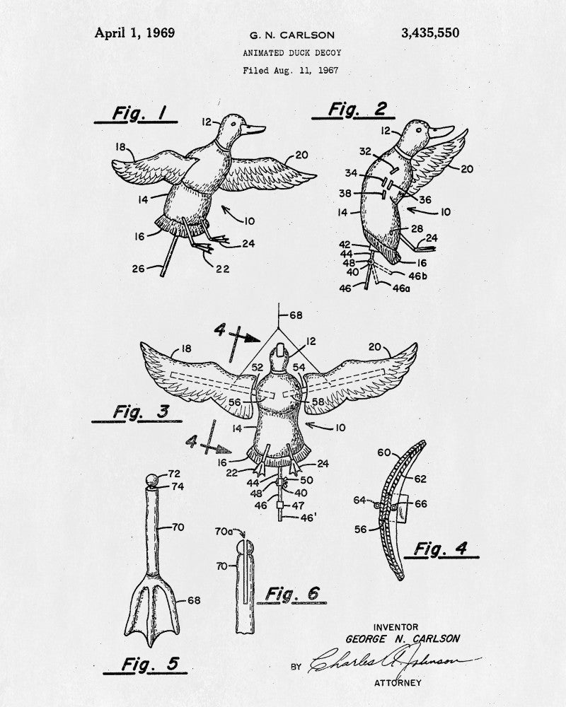 Duck Decoy Patent Print Hunting Blueprint Shooting Poster - OnTrendAndFab