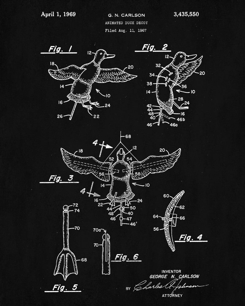 Duck Decoy Patent Print Hunting Blueprint Shooting Poster - OnTrendAndFab