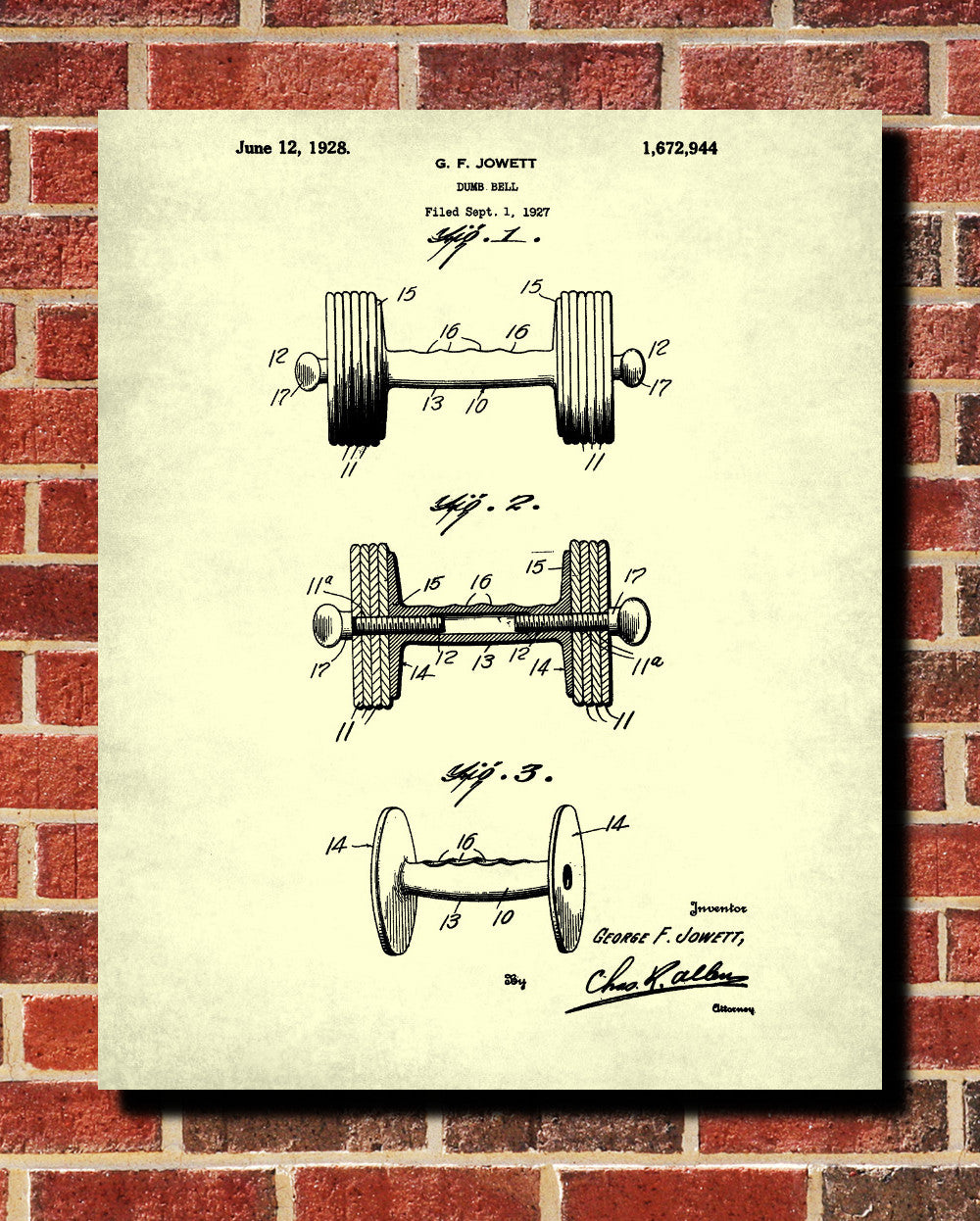 Dumbbell Blueprint Weight Lifting Patent Print Poster - OnTrendAndFab
