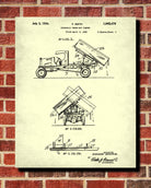 Dump Truck Patent Print Construction Blueprint Poster - OnTrendAndFab